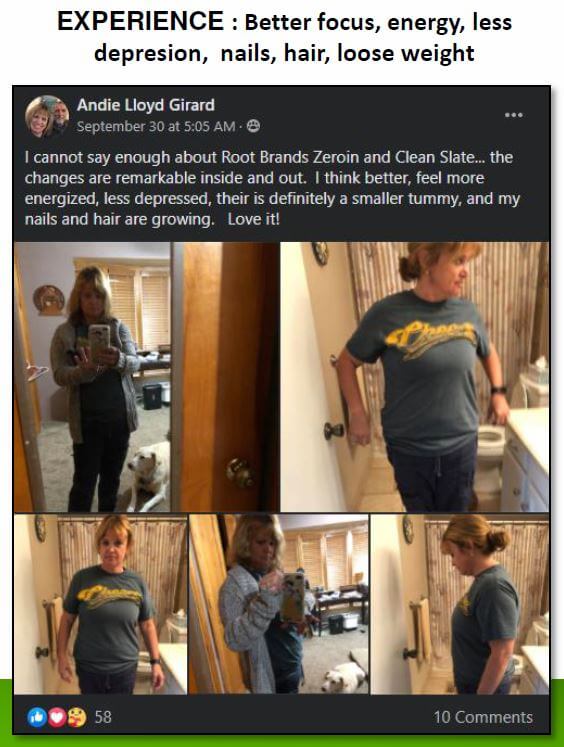 Andie Lloyd Girard's before and after photos showing improved skin health and appearance after Clean Slate use