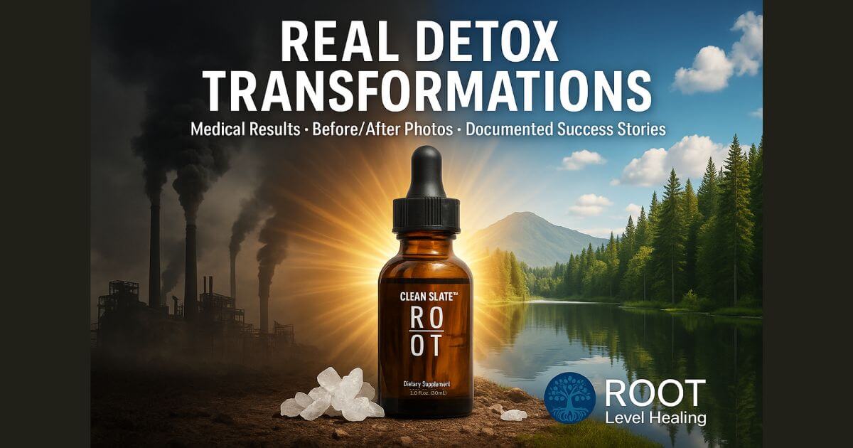 A collage of real Clean Slate transformation photos showing before and after results from actual users, representing documented detox success stories.