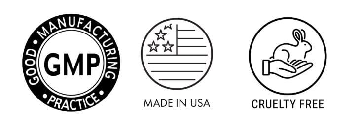 The quality and manufacturing standards of Era Face Lift: GMP Certified, Made in USA, and Cruelty Free.