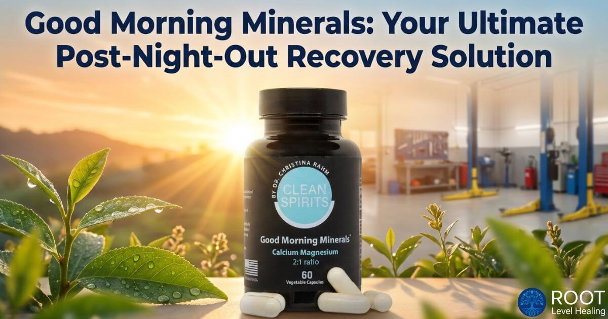 Good Morning Minerals product bottle featured prominently as the ultimate post-night-out recovery solution.