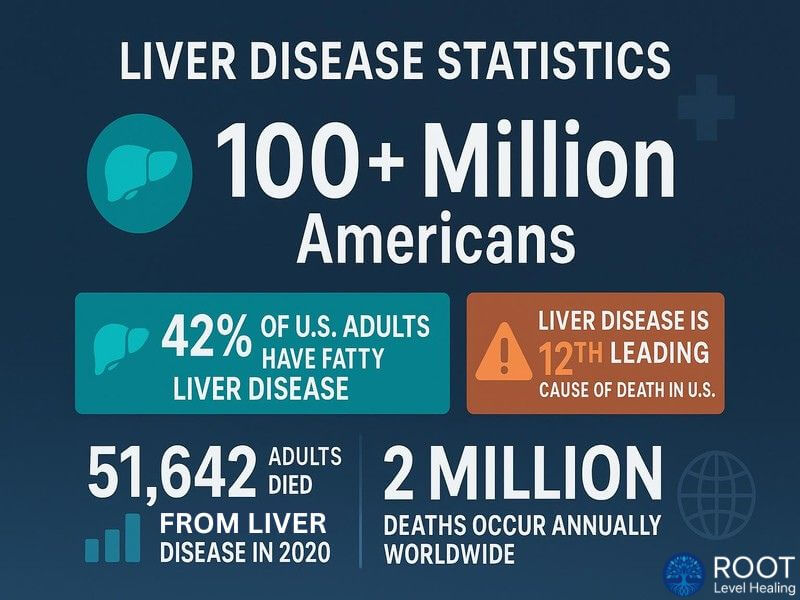 Infographic showing liver disease statistics and prevalence in the United States