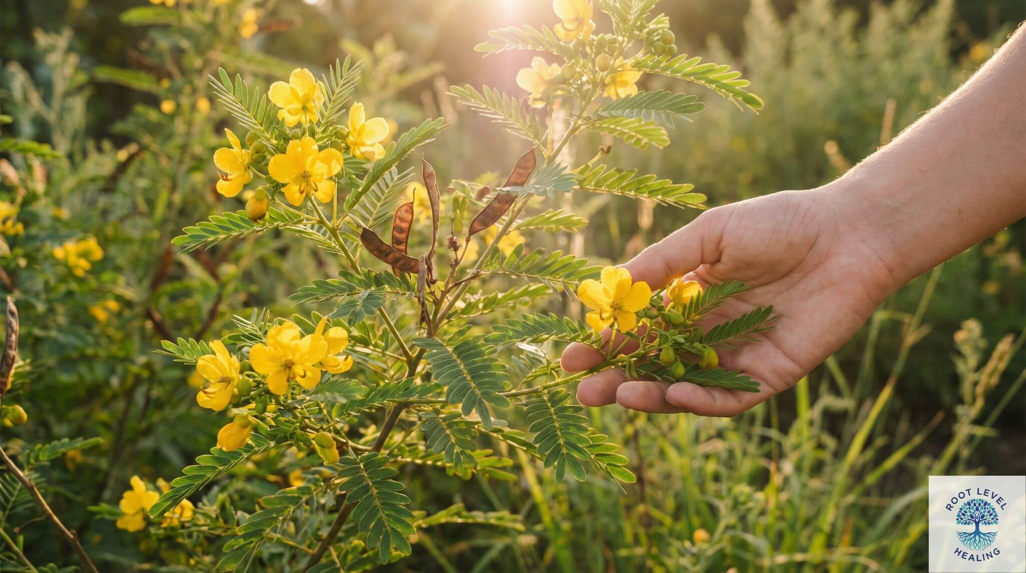An image of the Cassia Angustifolia plant in a natural setting, symbolizing sustainable and ethical skincare.