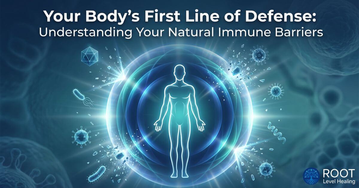 A conceptual image representing the body's immune barriers as a protective shield.